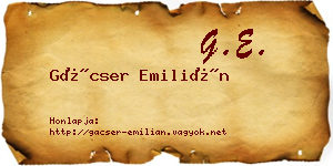 Gácser Emilián névjegykártya